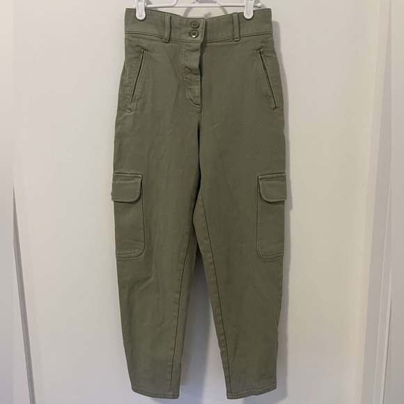 ARITZIA WILFRED FREE MODERN CARGO PANT HIGH WAISTED IN GREEN SIZE 4 - Picture 1 of 4